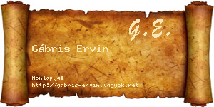 Gábris Ervin névjegykártya